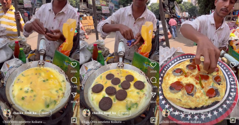Kuliner Street Food India Ini Terbuat dari Telur Dadar yang Diberi Biskuit Oreo